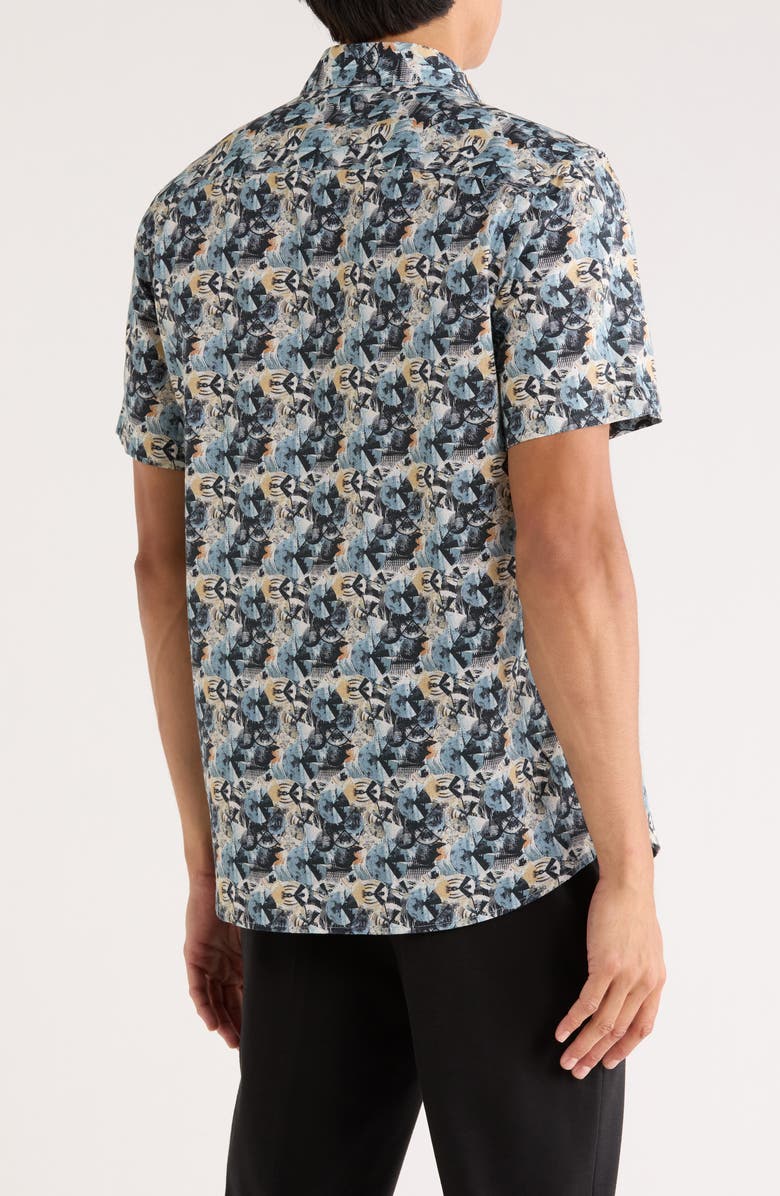 Bugatchi Miles OoohCotton<sup>®</sup> Short Sleeve Button-Up Shirt, Alternate, color, Caviar