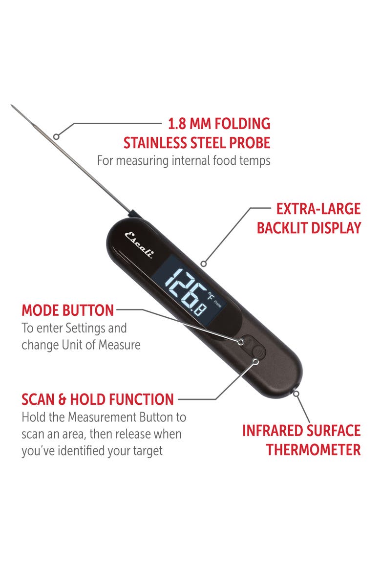 Infrared Surface and Folding Probe Digital Thermometer, Alternate, color, Black