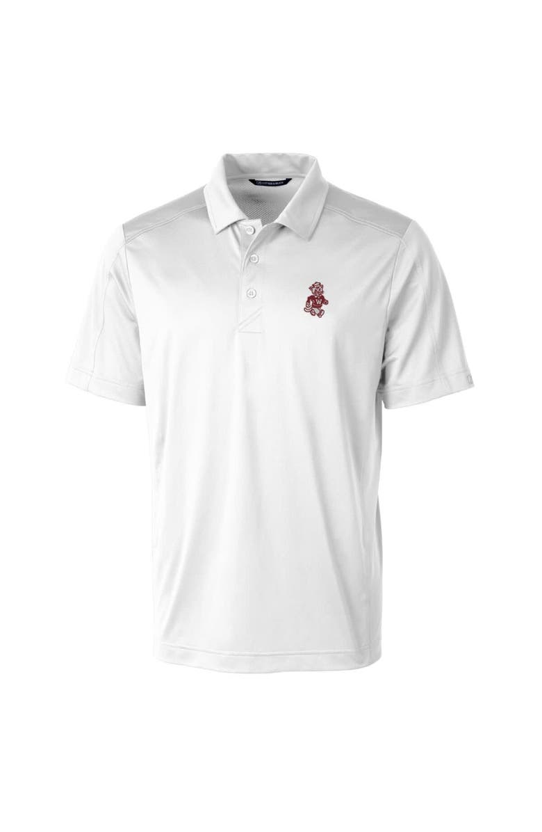 Cutter & Buck White Washington State Cougars Primary Team Logo Prospect Textured Stretch Polo, Alternate, color, White