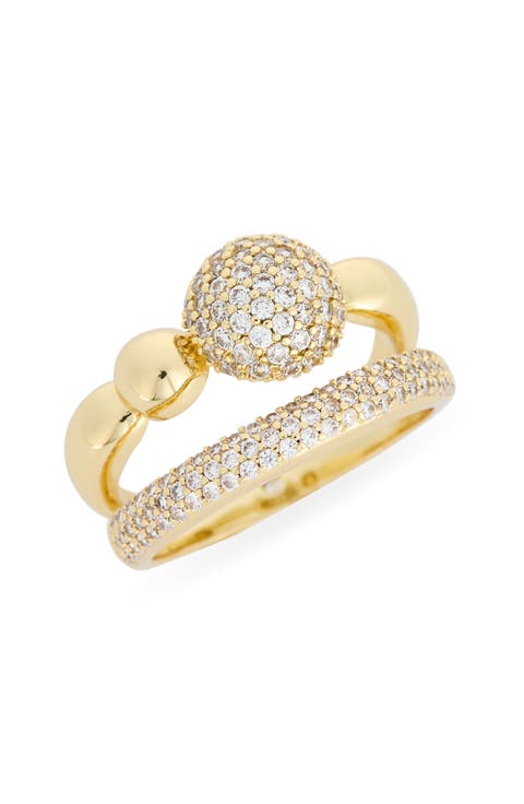 Pavé Cubic Zirconia Ball Double Band Ring