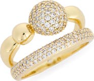 Covet Pavé Cubic Zirconia Ball Double Band Ring