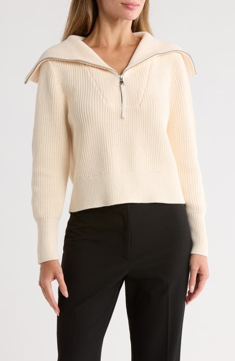 Shaker Stitch Quarter Zip Sweater