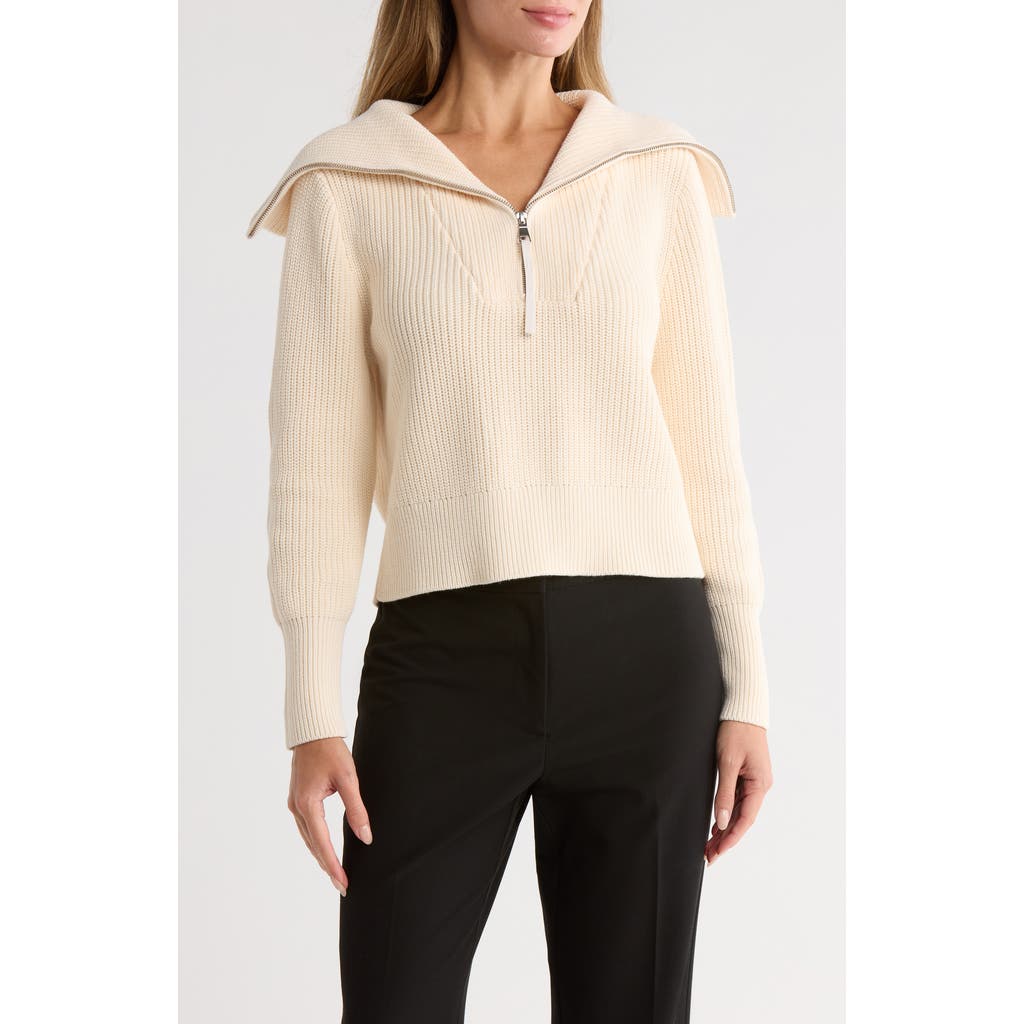 Kenneth Cole Shaker Stitch Quarter Zip Sweater In Neutral