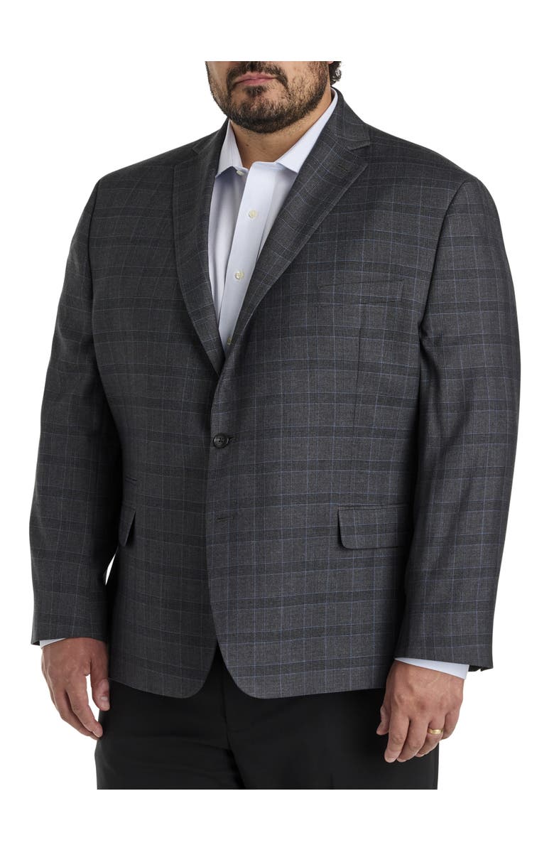 Michael Kors Big & Tall Windowpane Sport Coat, Main, color, Charcoal