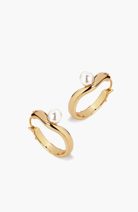 Twerti Pearl Hoop Earrings In Gold & Pearls