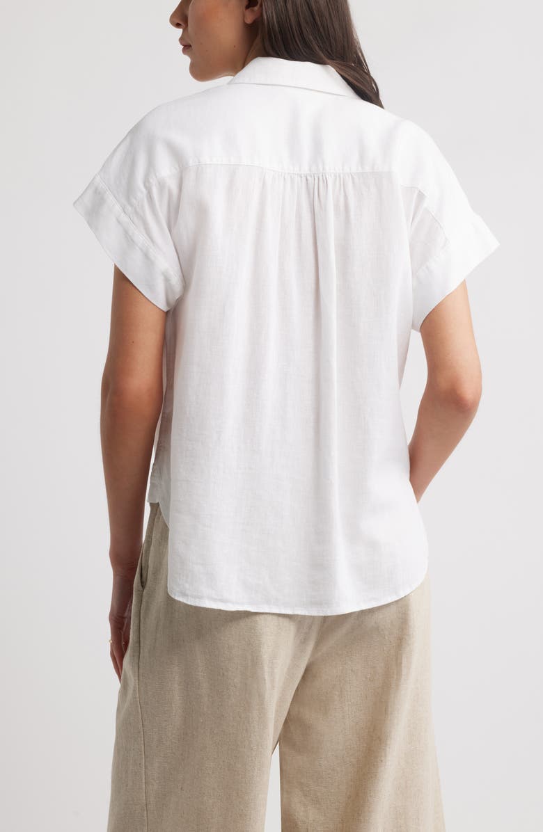 Linen Blend Short Sleeve Button-Up Shirt