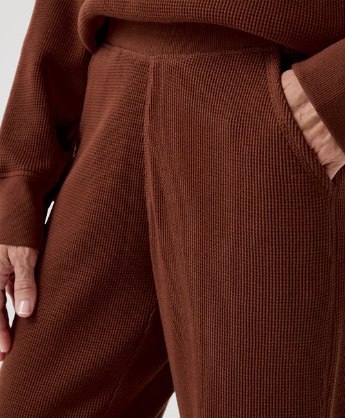 Pact Organic Cotton Thermal Waffle Wide Leg Pant In Brown