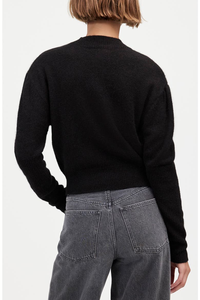 Mock Neck Puff Sleeve Alpaca Blend Sweater, Alternate, color, TRUE BLACK