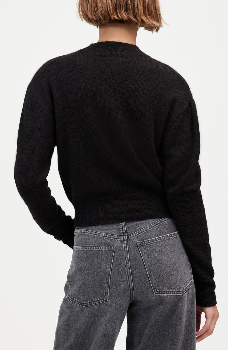 Madewell Mock Neck Puff Sleeve Alpaca Blend Sweater, Alternate, color, True Black