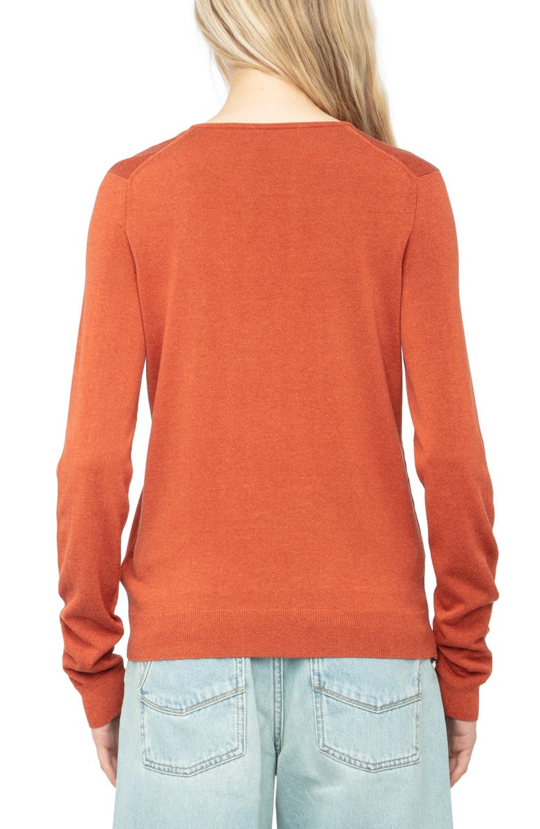 Zadig & Voltaire Sayan Crystal Detail Keyhole Neck Sweater, Alternate, color,