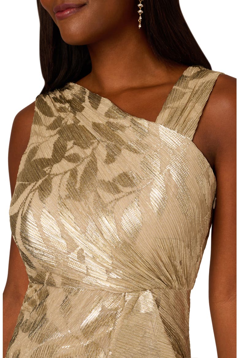 Foil Asymmetric Neck Gown, Alternate, color, CHAMPAGNE/ GOLD