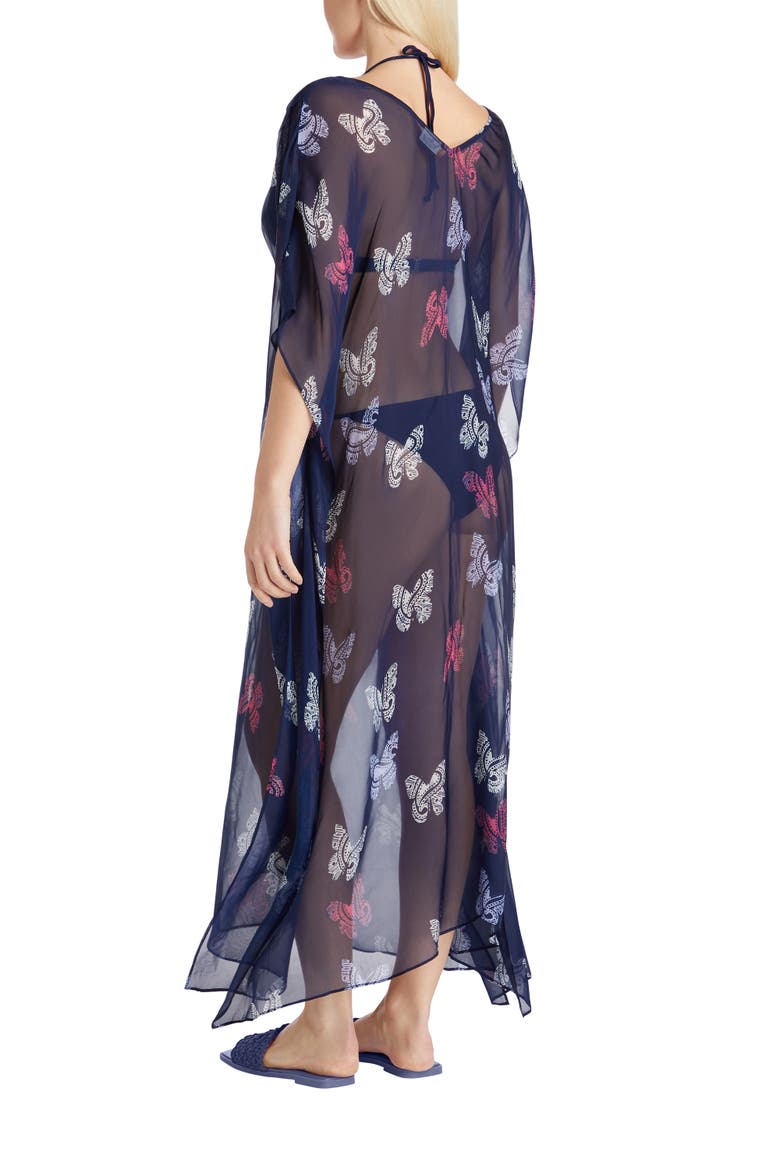 Florence Maxi Sheer Silk blend Cover-up Kaftan, Alternate, color, Navy blue