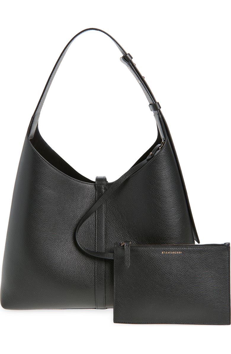 Strathberry Kite Leather Hobo Bag, Alternate, color, Black