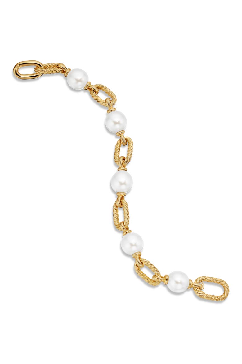 DY Madison® Pearl Chain Bracelet in 18K Yellow Gold, 11mm, Alternate, color, PEARL/ YELLOW GOLD