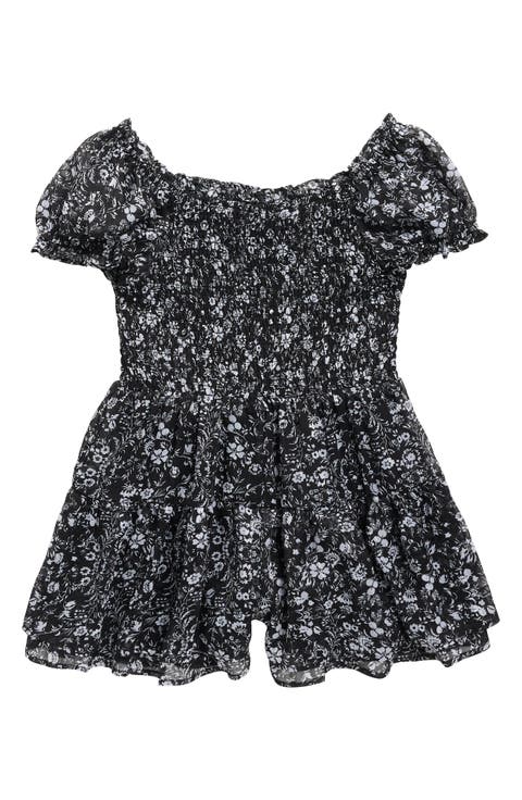 Kids' Smocked Bodice Chiffon Romper (Big Kid)