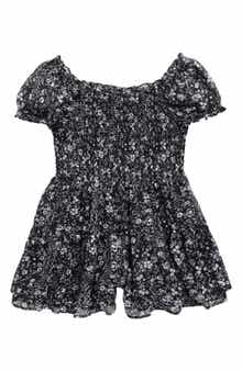 Love, Fire Kids' Smocked Bodice Chiffon Romper