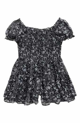 Love, Fire Kids' Smocked Bodice Chiffon Romper