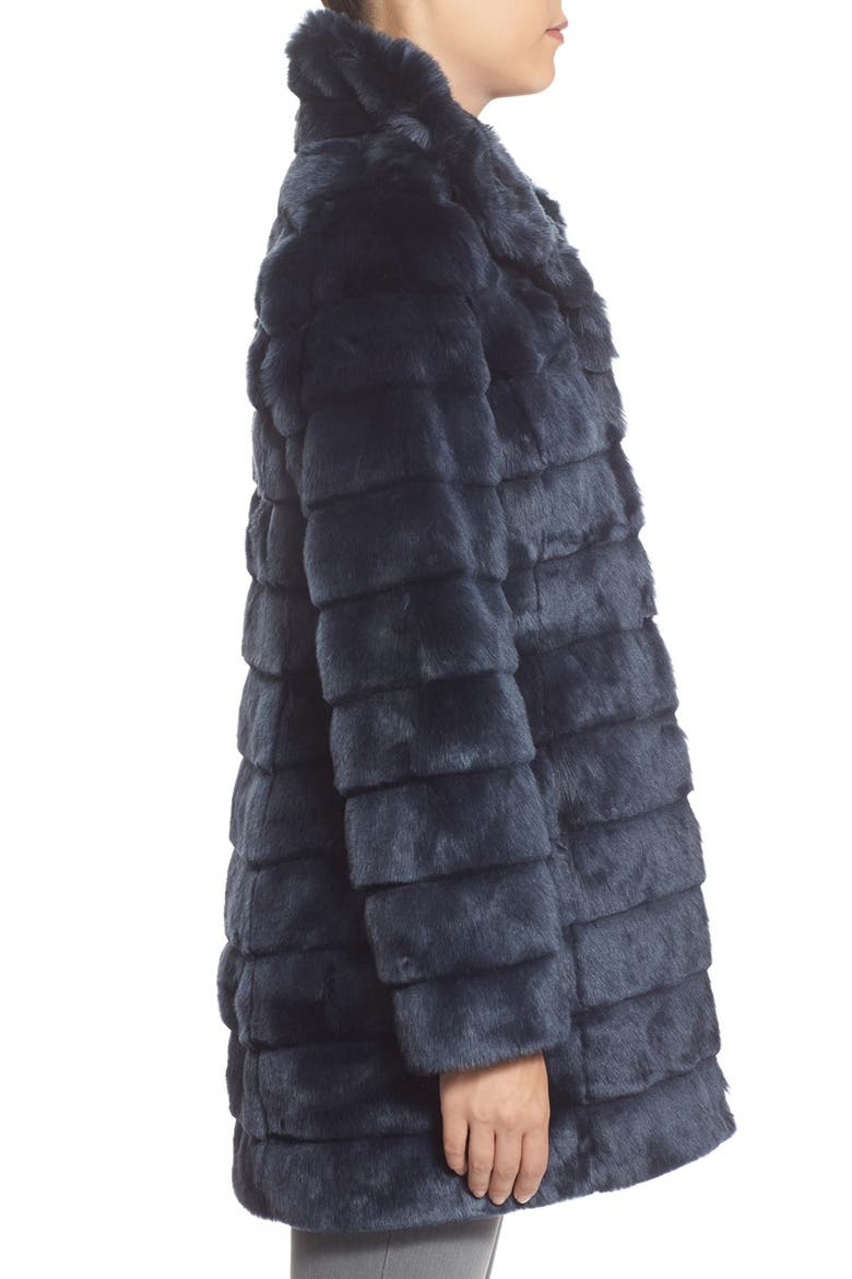 Grooved Faux Fur Coat, Alternate, color, MIDNIGHT
