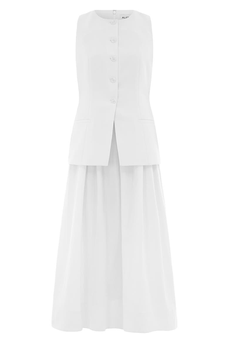 Harley Mixed Media Sleeveless Dress, Alternate, color, WHITE