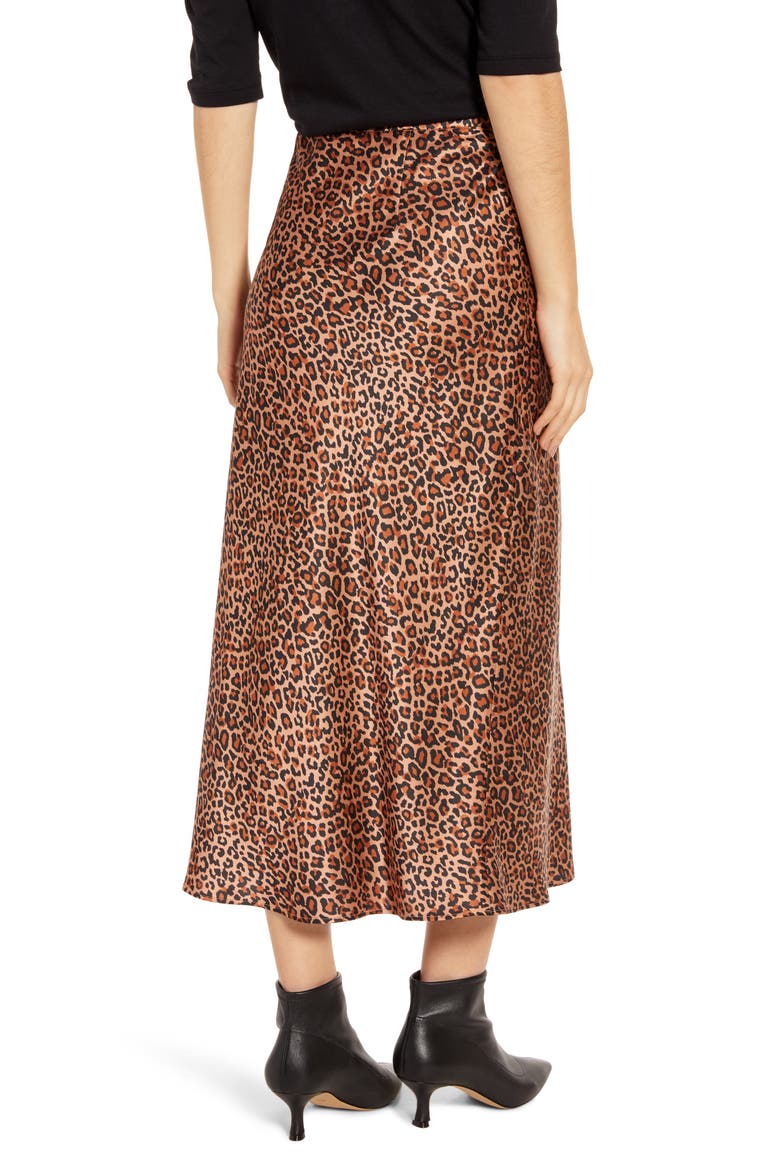 Midi Slip Skirt (Nordstrom Exclusive), Alternate, color, TAN MACAROON LEOPARD