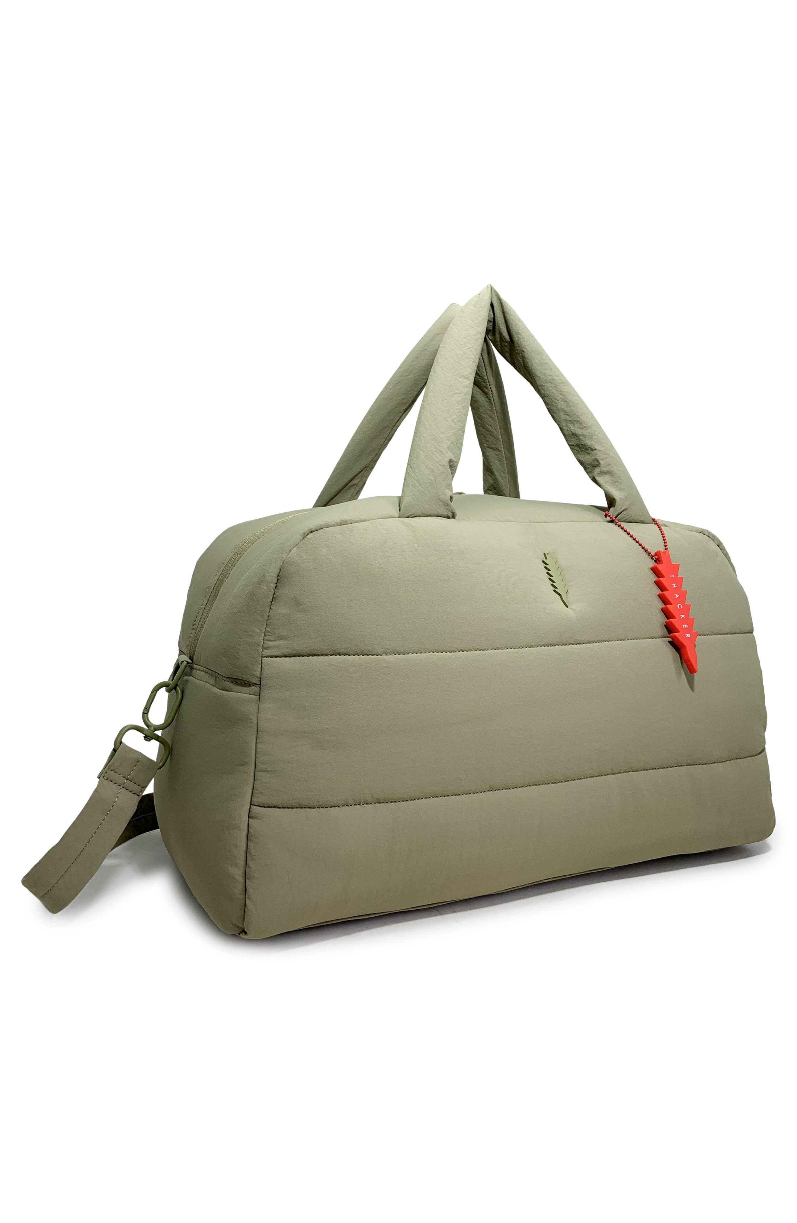 Quinn Large Textured Nylon Duffle, Alternate, color, DARK SAGE