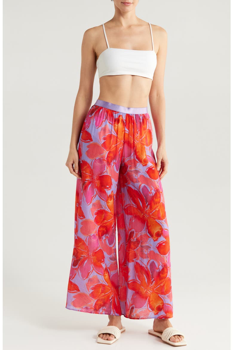 Floral Cover-Up Pants, Main, color, WATERCOLOR GARDENIA