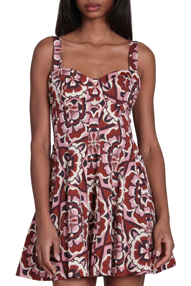 Corset Sweetheart Minidress, Alternate, color, CASABLANCA MOSAIC