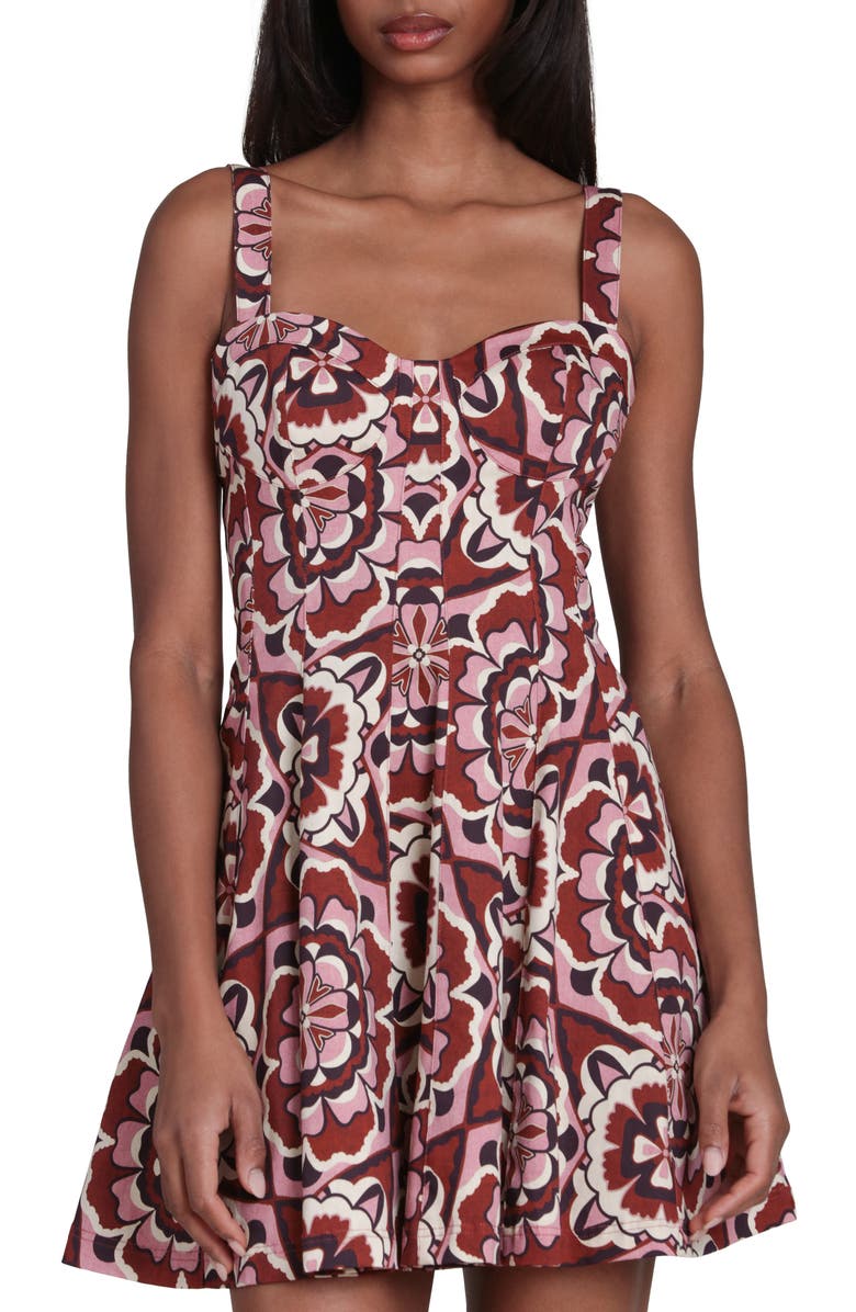 Avec Les Filles Corset Sweetheart Minidress, Alternate, color, Casablanca Mosaic