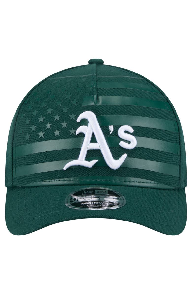 New Era Men's New Era Green Athletics American Flag 9FORTY M-Crown A-Frame Adjustable Hat, Alternate, color, Green