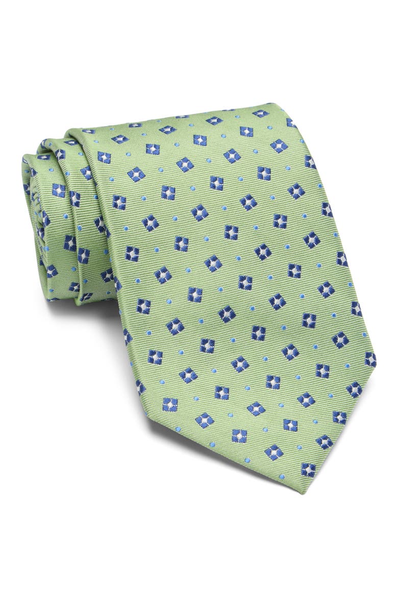 Spaced Square Dot Silk Blend Tie, Main, color, MINT