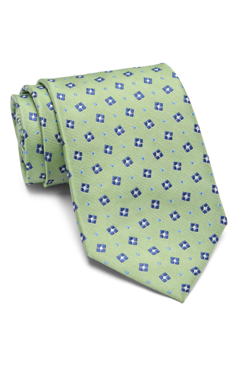 Brooks Brothers Spaced Square Dot Silk Blend Tie, Main, color, Mint