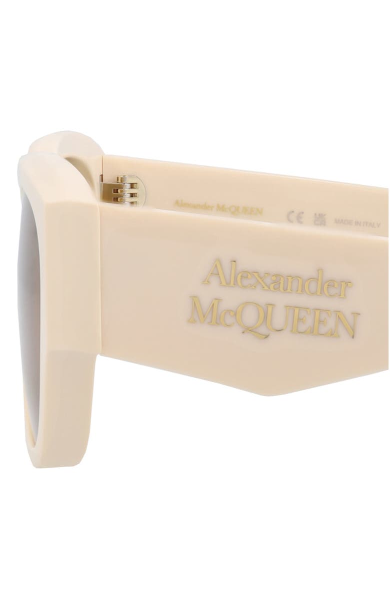 McQueen 55mm Square Sunglasses, Alternate, color, Ivory Ivory Brown