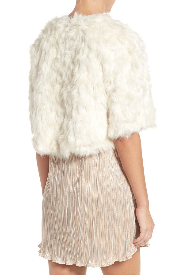 Faux Fur Capelet, Alternate, color, IVORY