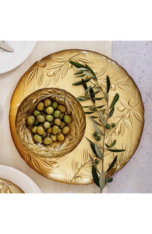 Vietri Moon Glass Olive Round Platter In Gold