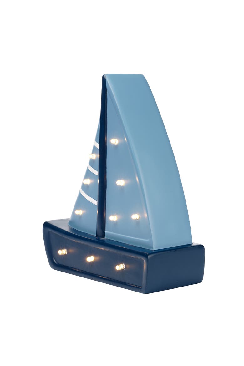 Little Skipper Hand Painted Nautical Sailboat Table Top Lamp/Light, Alternate, color, Blue