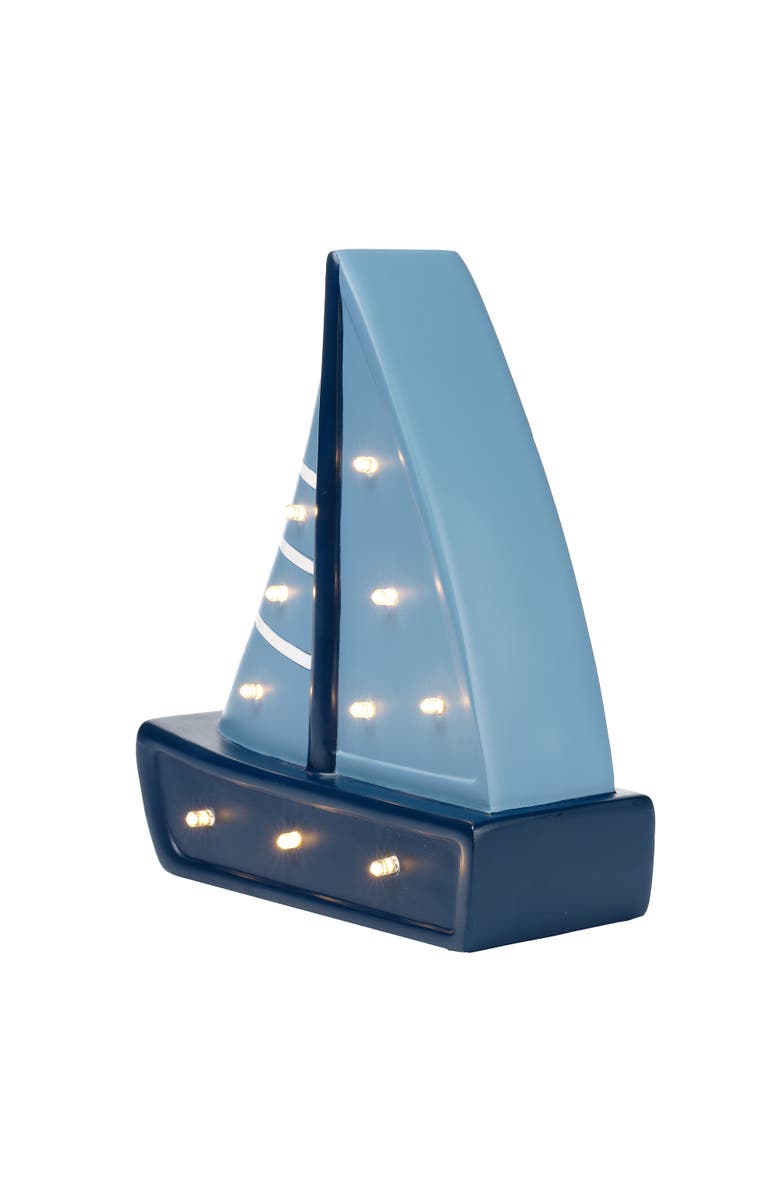 Lambs & Ivy Little Skipper Hand Painted Nautical Sailboat Table Top Lamp/Light, Alternate, color, Blue