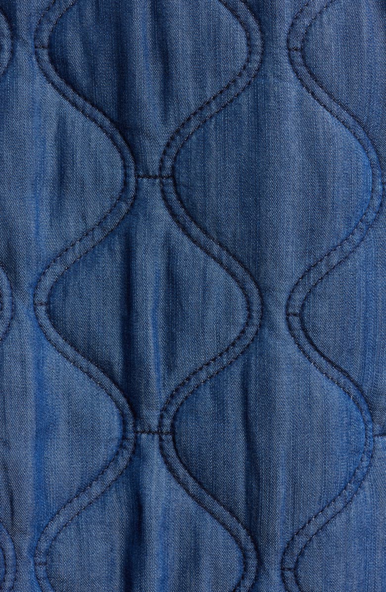 Bernardo Rib Trim Denim Quilted Liner Jacket, Alternate, color, Denim Blue W Navy Scuba