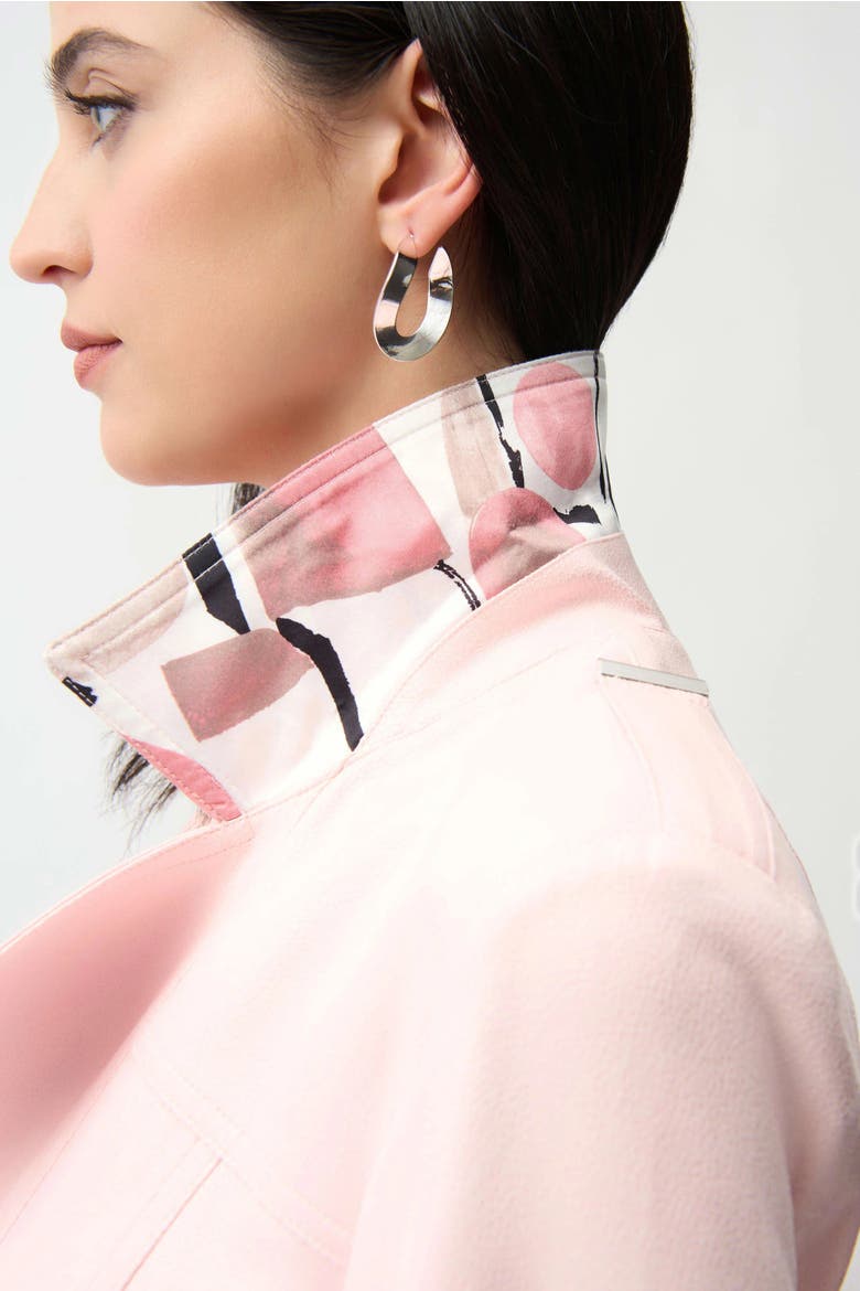 Foiled Faux Suede Fitted Jacket with Decorative Buckles, Alternate, color, Petal Pink