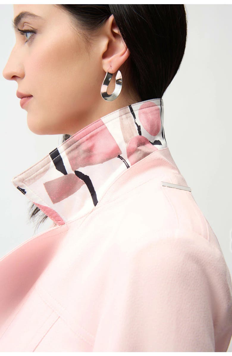 JOSEPH RIBKOFF Foiled Faux Suede Fitted Jacket with Decorative Buckles, Alternate, color, Petal Pink