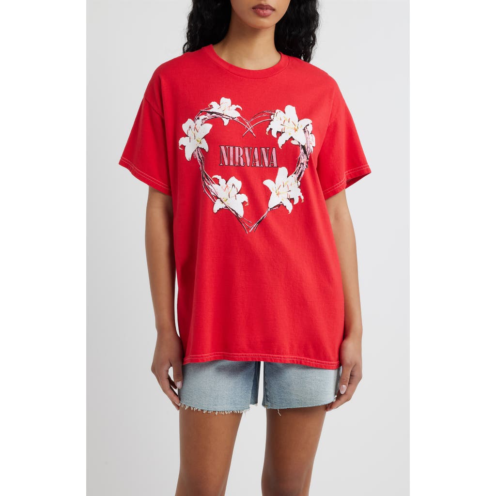 Merch Traffic Nirvana Heart Shaped Cotton Graphic T-shirt In Red