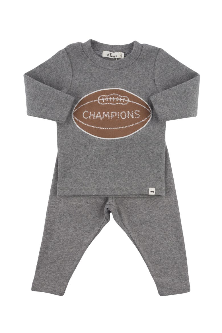 Football Patch Long Sleeve Two Piece Set, Alternate, color, Coal
