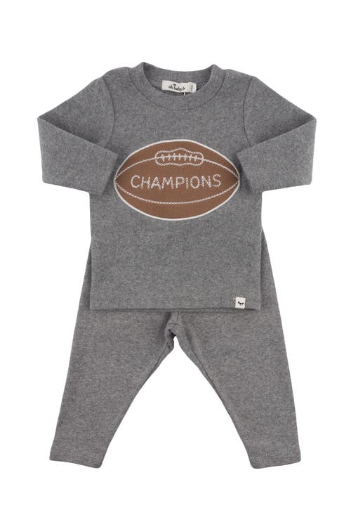 Oh Baby ! Football Patch Long Sleeve Two Piece Set In Coal