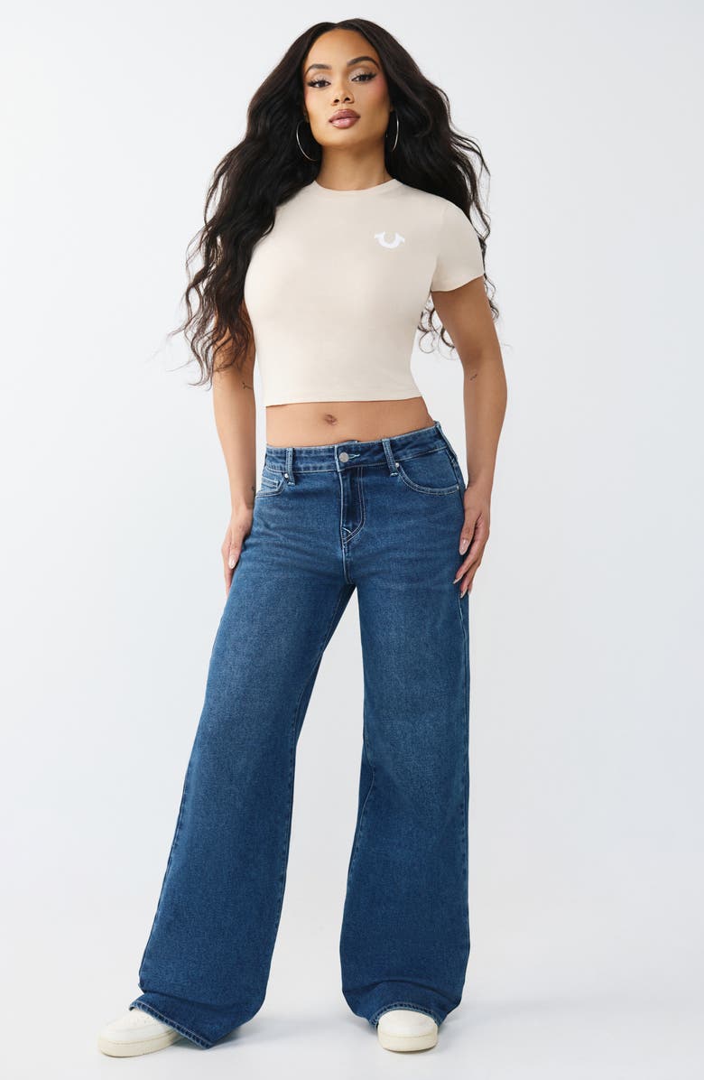 True Religion Buddha Relax Shrunken Tee, Alternate, color, Fog