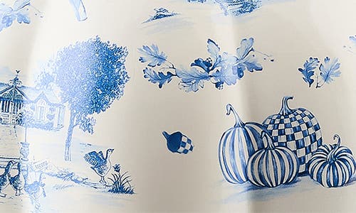Mackenzie-childs Mackenzie Childs Royal Autumn Toile Pedestal Pumpkin In Blue