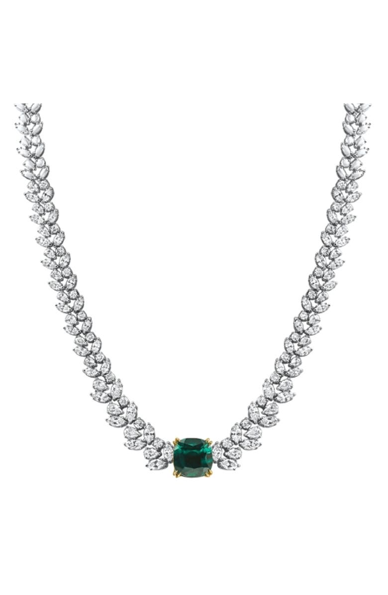 Bliss Diamond 16.65Ct Natural Diamond Necklace 18k Gold Asscher Lab Grown 12mm Emerald, Main, color, 18K White Gold