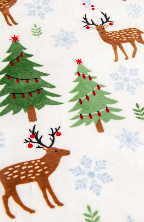 Woven & Weft Holiday Print Reversible Faux Shearling Throw Blanket