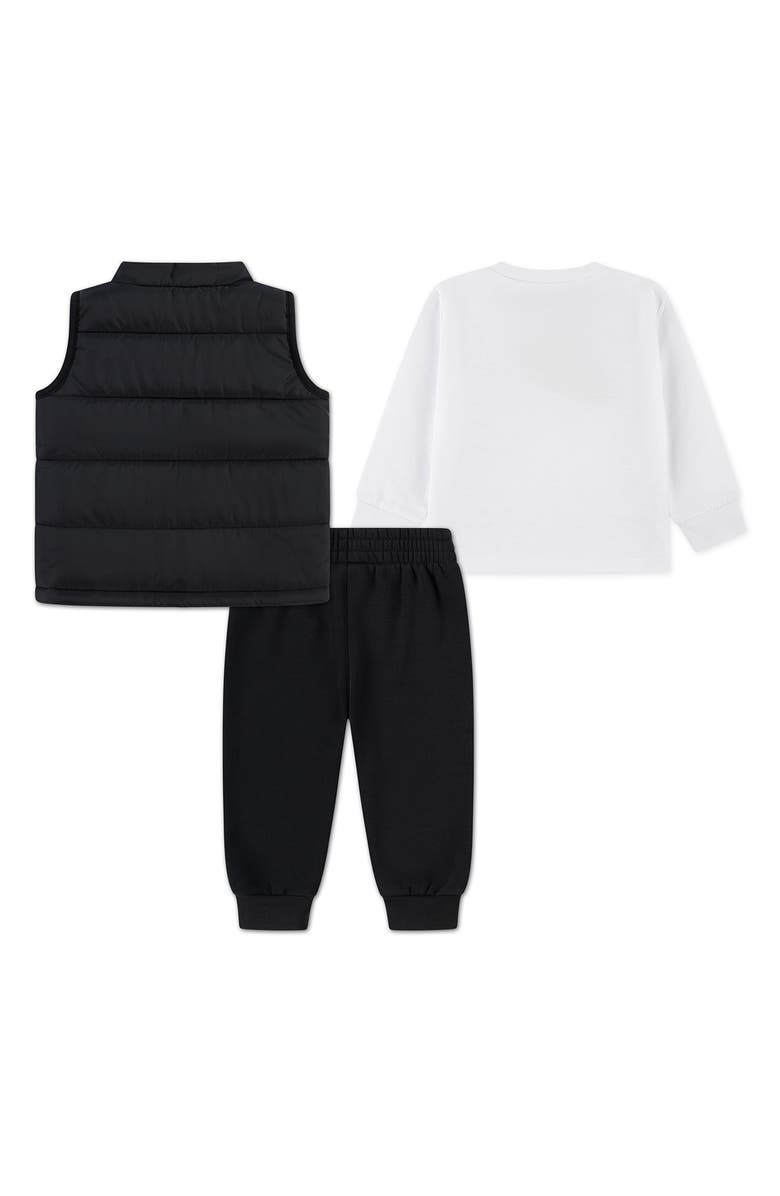 Nike Colorblock Puffer Vest, Logo T-Shirt & Fleece Joggers Set, Alternate, color, Black/ White