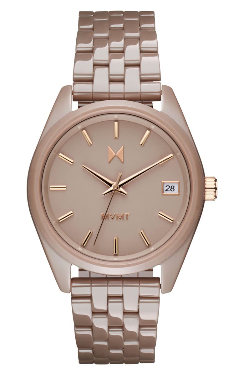 MVMT Rise Boyfriend Ceramic Bracelet Watch, 36mm, Main, color, Taupe