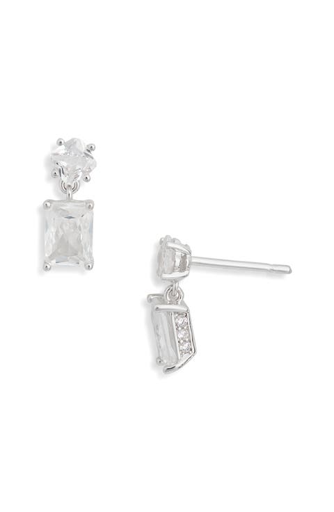 Emerald Cut Cubic Zirconia Drop Earrings