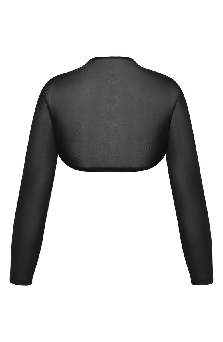 City Chic Sheer Mesh Shrug, Alternate, color, Black